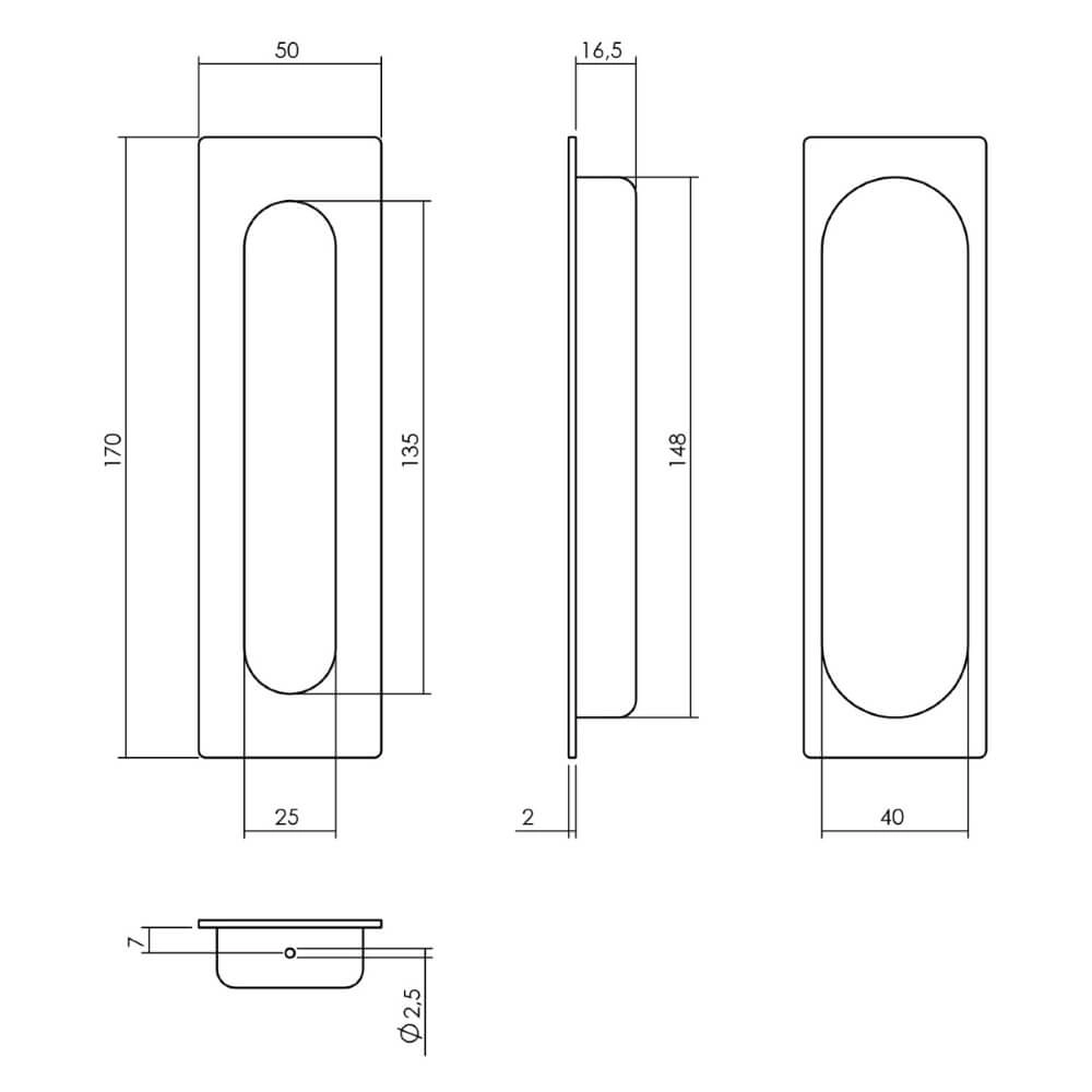 Poignée de porte coulissante droite Alvro 17x5cm acier inoxydable Intersteel 8714186167731