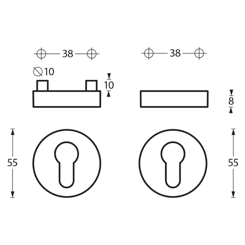 Rosace de sécurité Salus rond en acier inoxydable Ø 5,5cm Intersteel 8714186100530