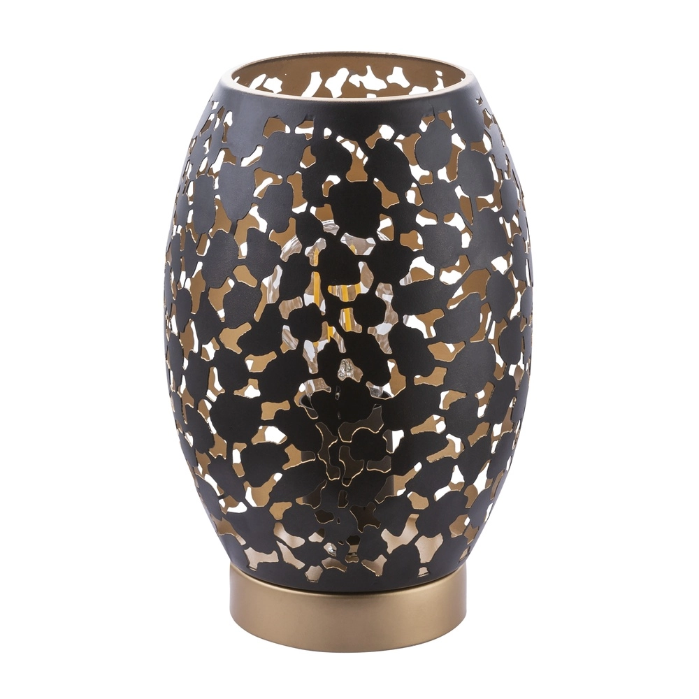 Lampe de table Narri noir avec or - trous grossiers Globo 9007371378555