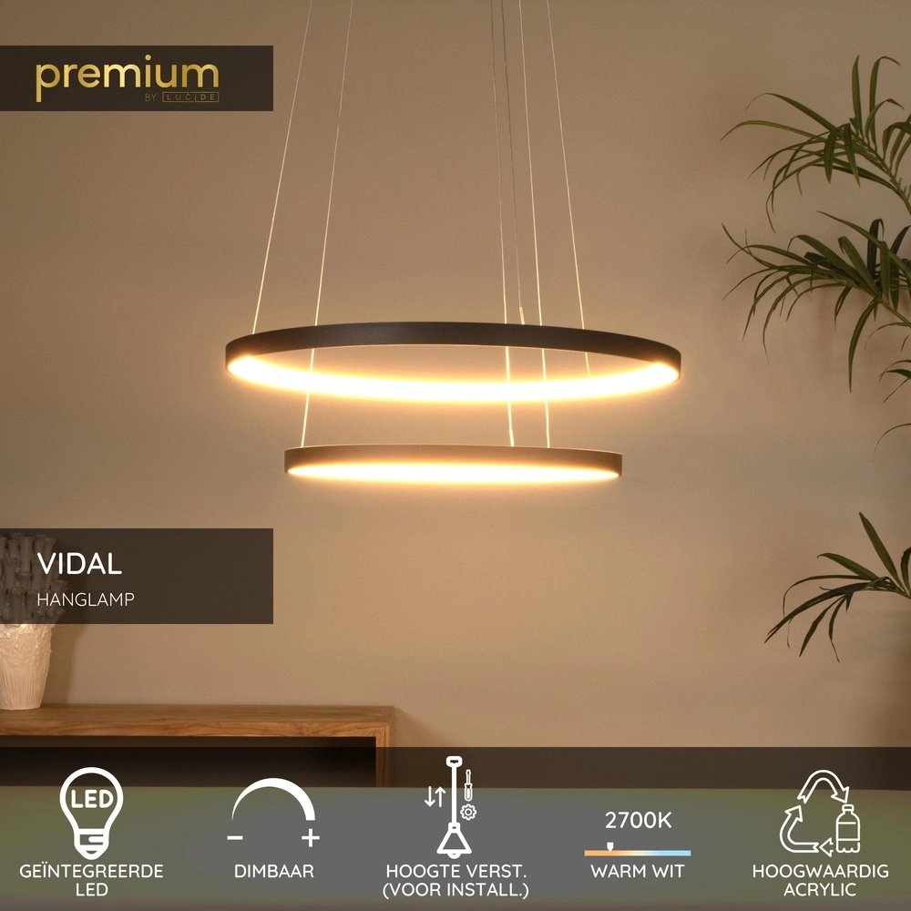 Lampe pendante noire Vidal Ø design élégant de 78 cm Premium by Lucide 5411212460936