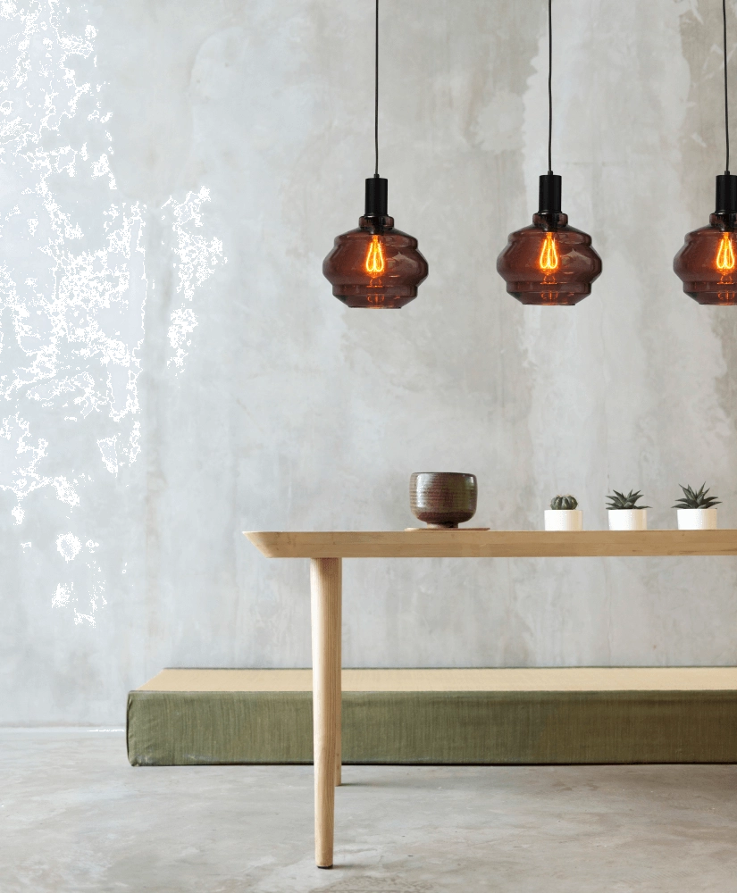 Lampe suspendue 3 lumières - noire - Porto avec verres Ball rouges - Ø 24cm Masterlight 8718121269474