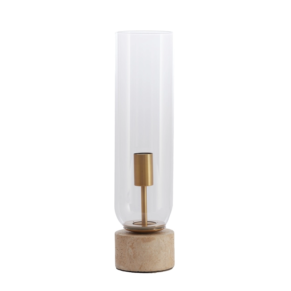 Lampe de table en verre Rylano 47 cm - avec travertin