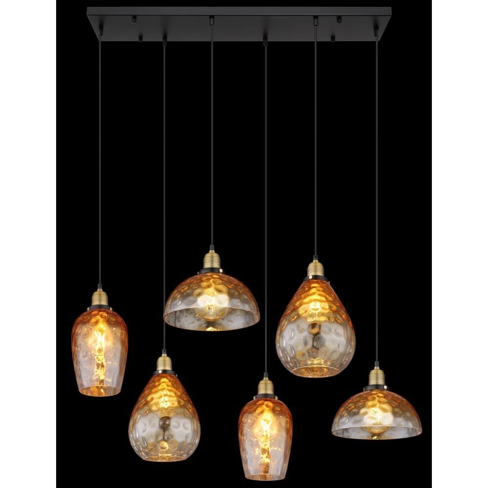 Suspension 6 lumières Salvy Nid d’abeille en verre ambré Globo 9007371445608