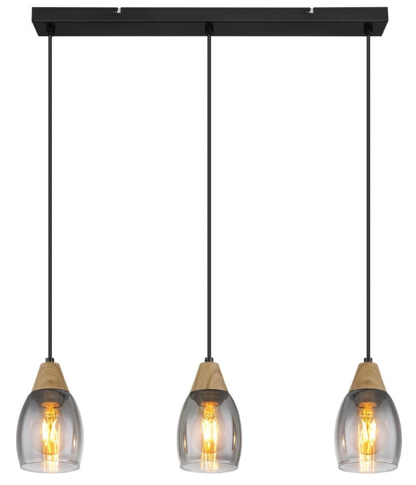 Lampe suspendue 3 lumières Reid verre de fumée Globo 9007371441730