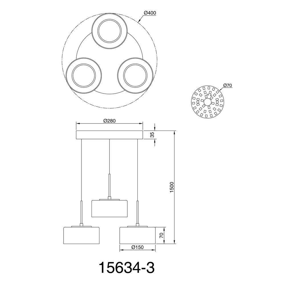 Lampe pendante de conception Fogsy Noir à 3 lumières avec verre fumé Globo 9007371447381