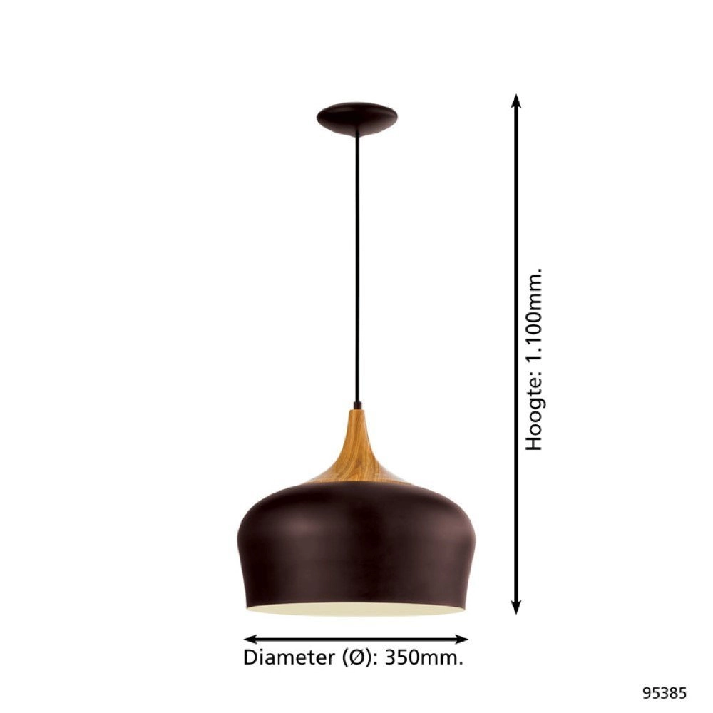 Lampe à suspension Obregon marron avec du bois marron Eglo 9002759953850
