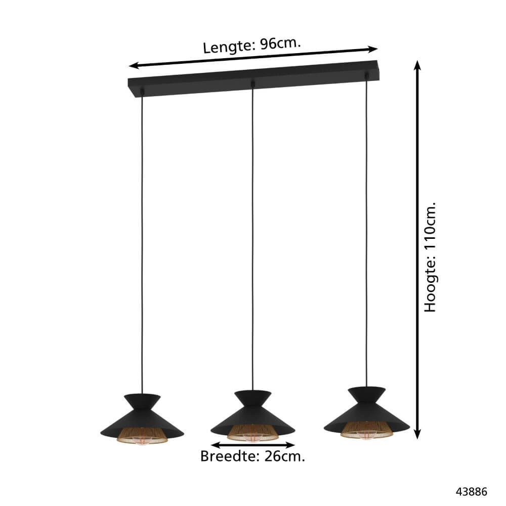 Lampe suspendue pour salle à manger Grizedale 3 lumières Eglo 9002759438869