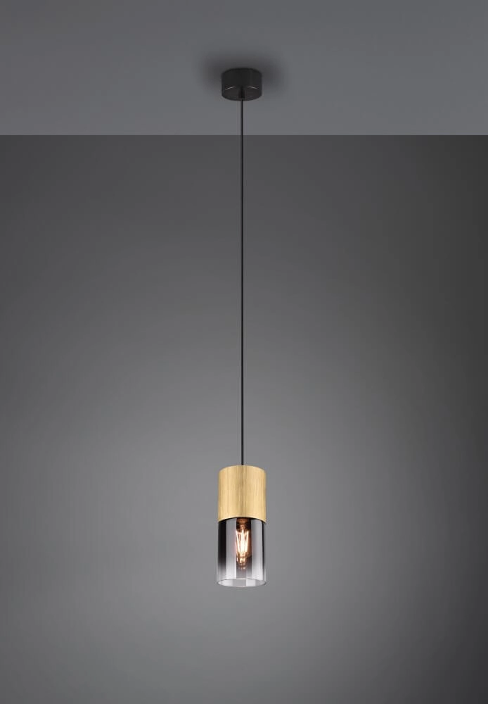 Lampe suspendue Robin pendentif bois avec noir Trio 4017807507478