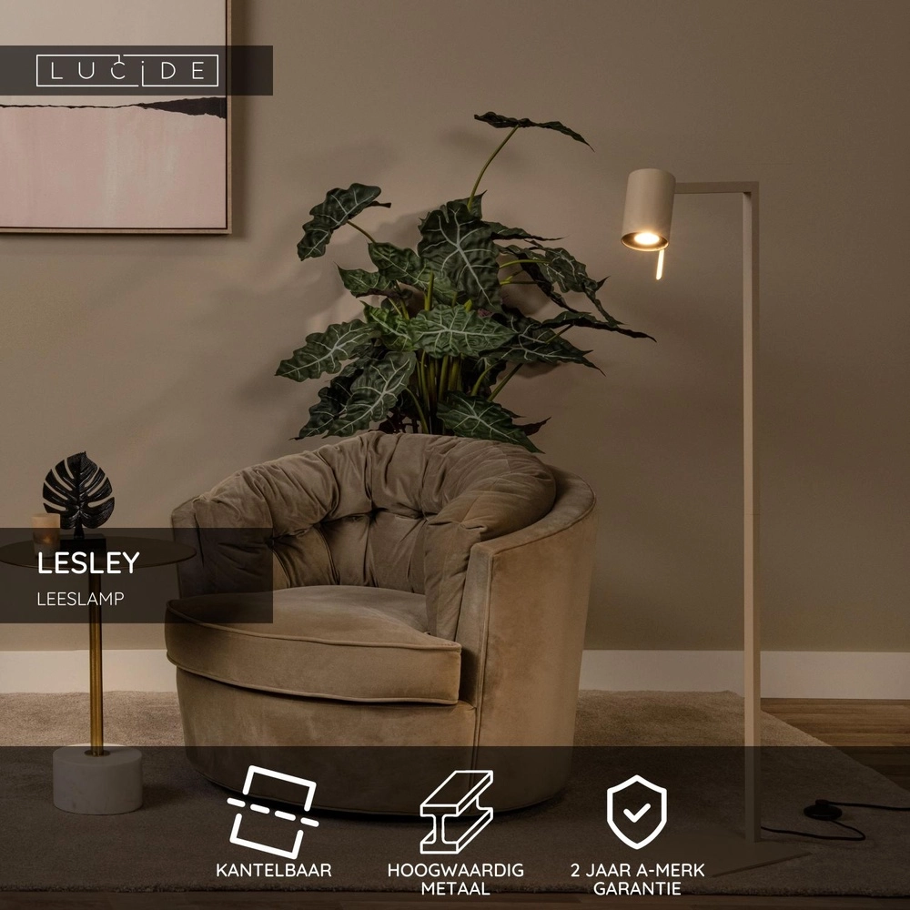 Lampe de lecture moderne Lesley brun sable Lucide 5411212032096