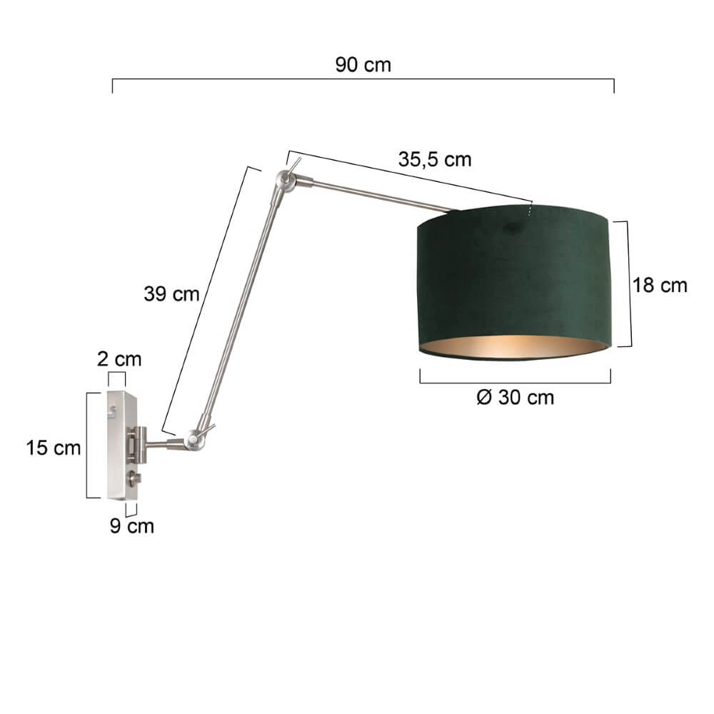 Applique orientable Prestige Chic avec du velours vert Steinhauer 8712746145793