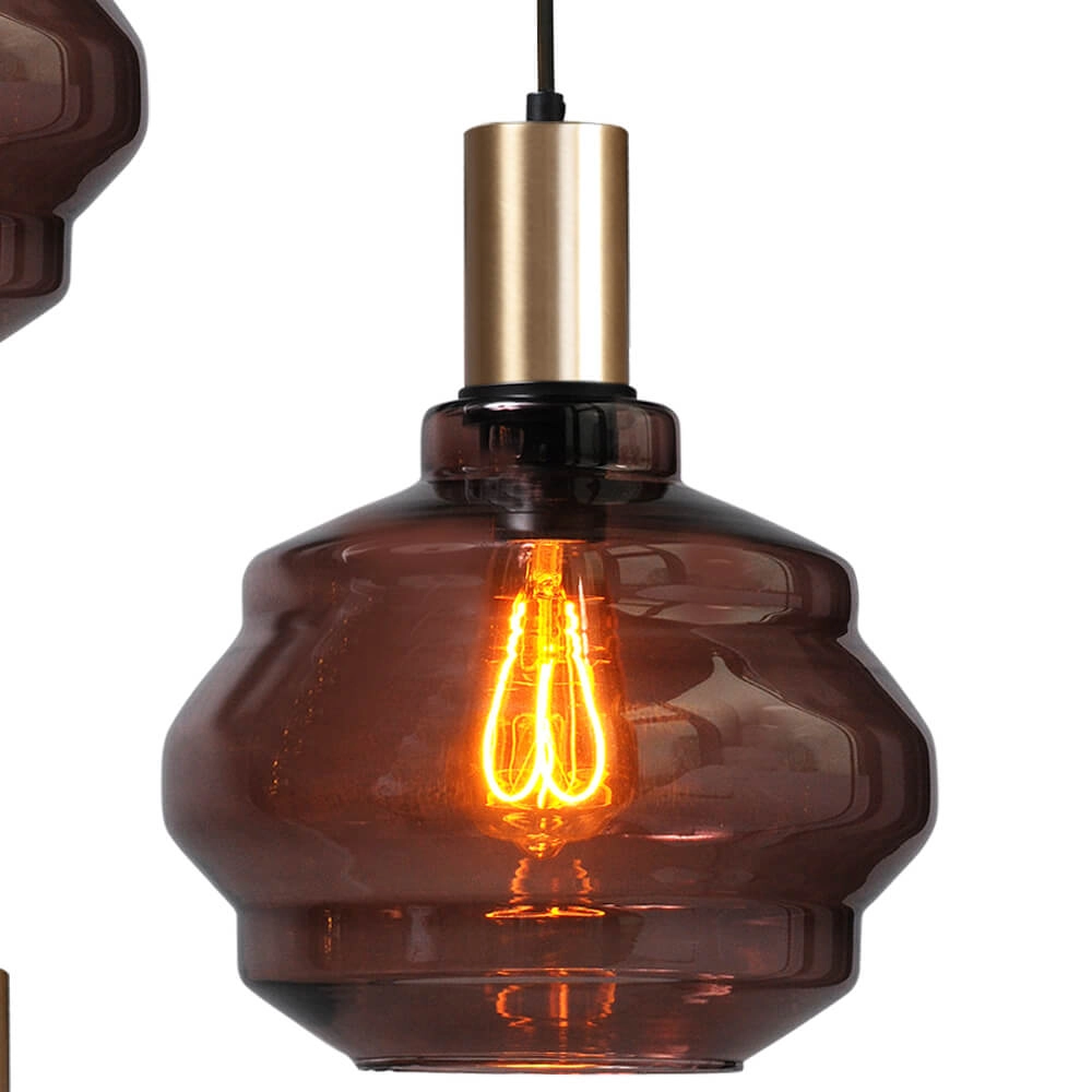 Suspension loft 3 lumières - or - Porto avec verres Ball rouges - Ø 24cm Masterlight 8718121270708