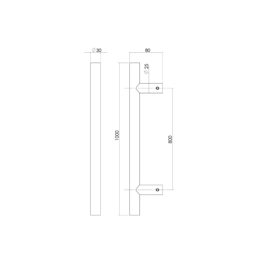 Poignée de porte en forme de T Gripon 100x8cm Acier inoxydable Poignée de porte en forme de T Gripon 100x8cm Acier inoxydable