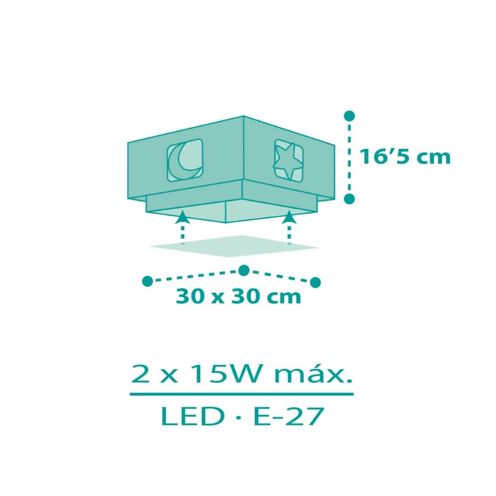 Plafonnier carré Moonlight turquoise Dalber 8420406001562