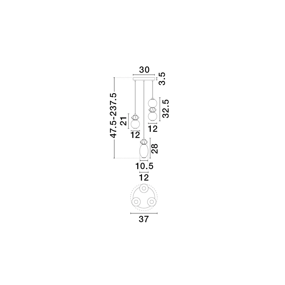 Suspension Pallina 3 lumières Lyora 5212017484024