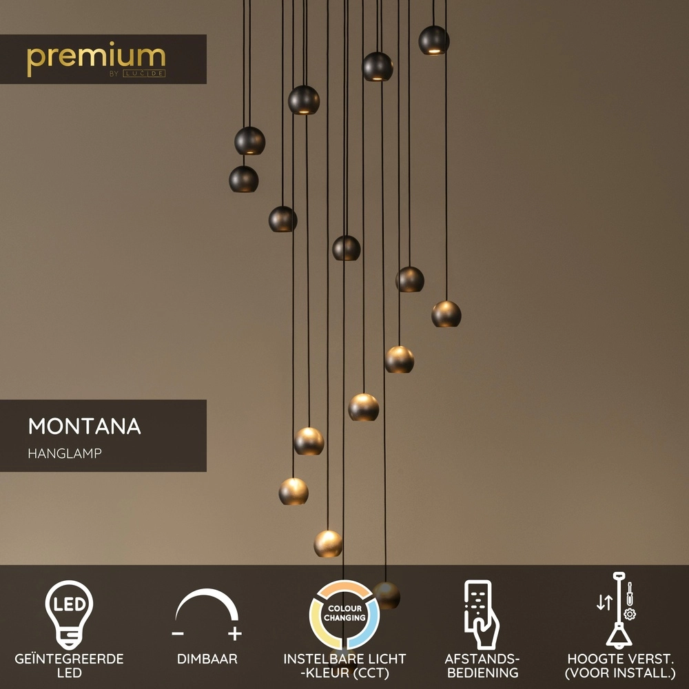 Lampe pendante Vide Design Montana 16 café clair Premium by Lucide 5411212680174