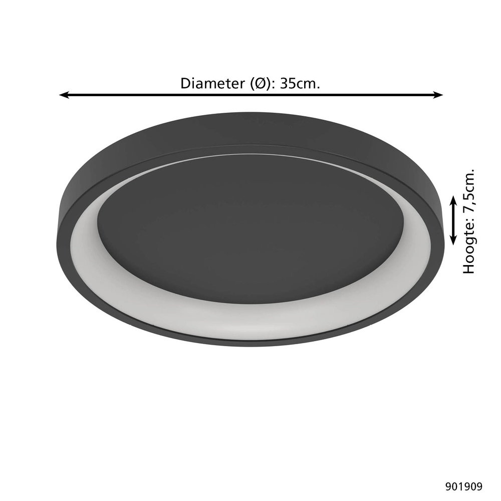 Plafonnier rond Loretello-Z Noir intelligent Eglo 9008606358243