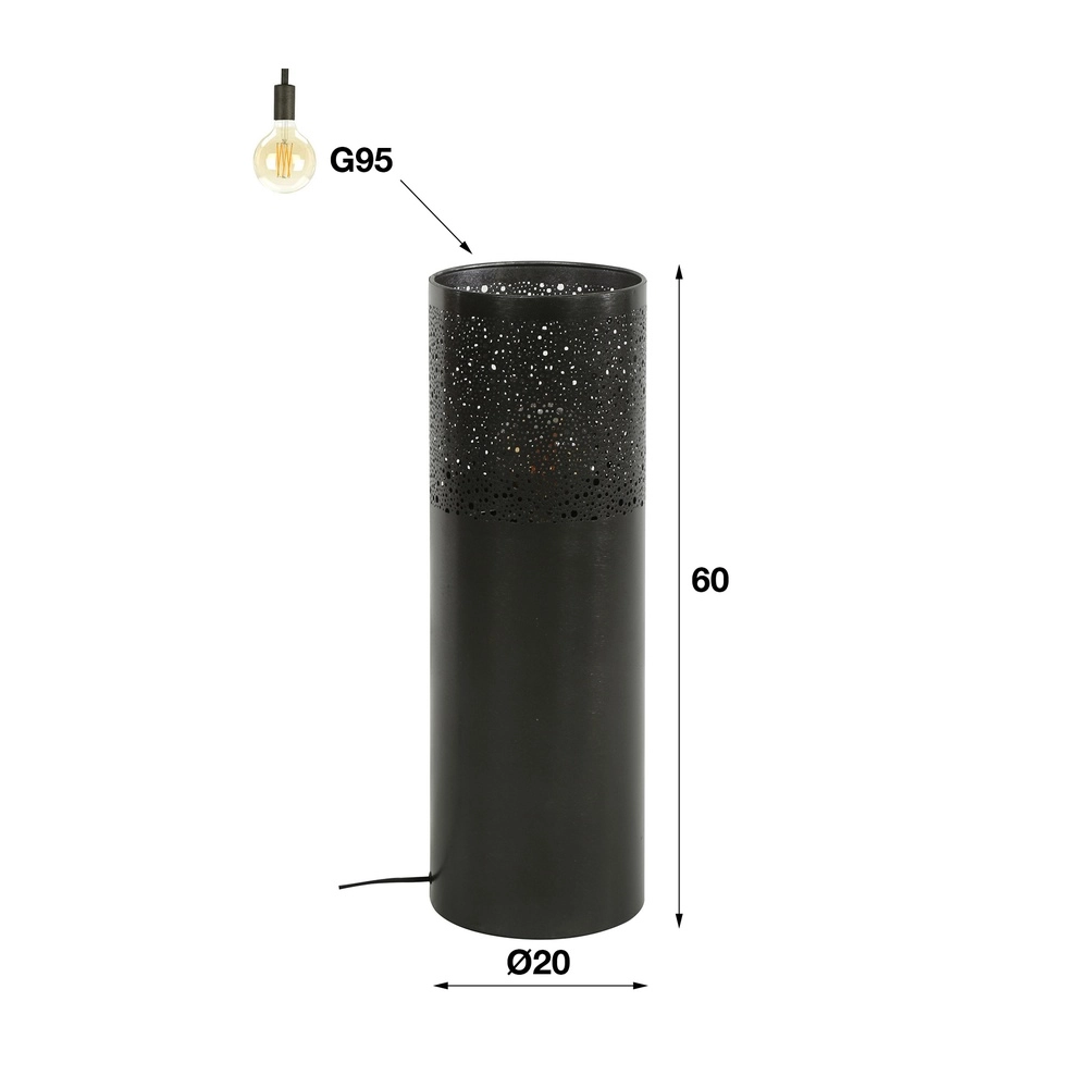 Lampe sur pied orientale Cylinder 60 cm - nickel noir Lyora 8716803511286