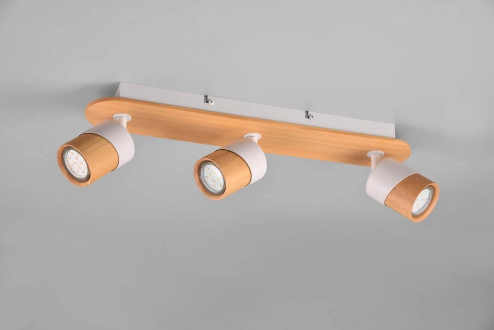 Plafonnier bois et blanc Aruni 3 lumières Trio 4017807565676