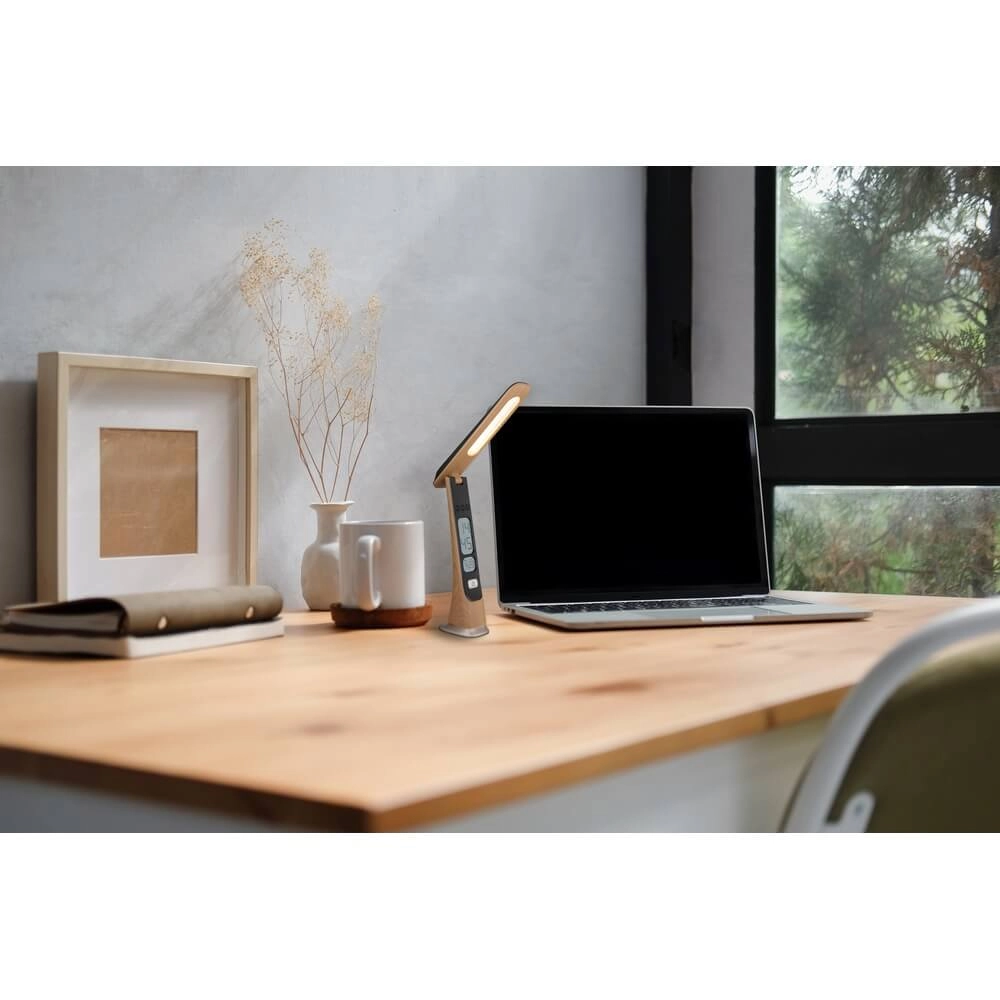 Lampe de bureau Averie en bois avec horloge Globo 9007371471720