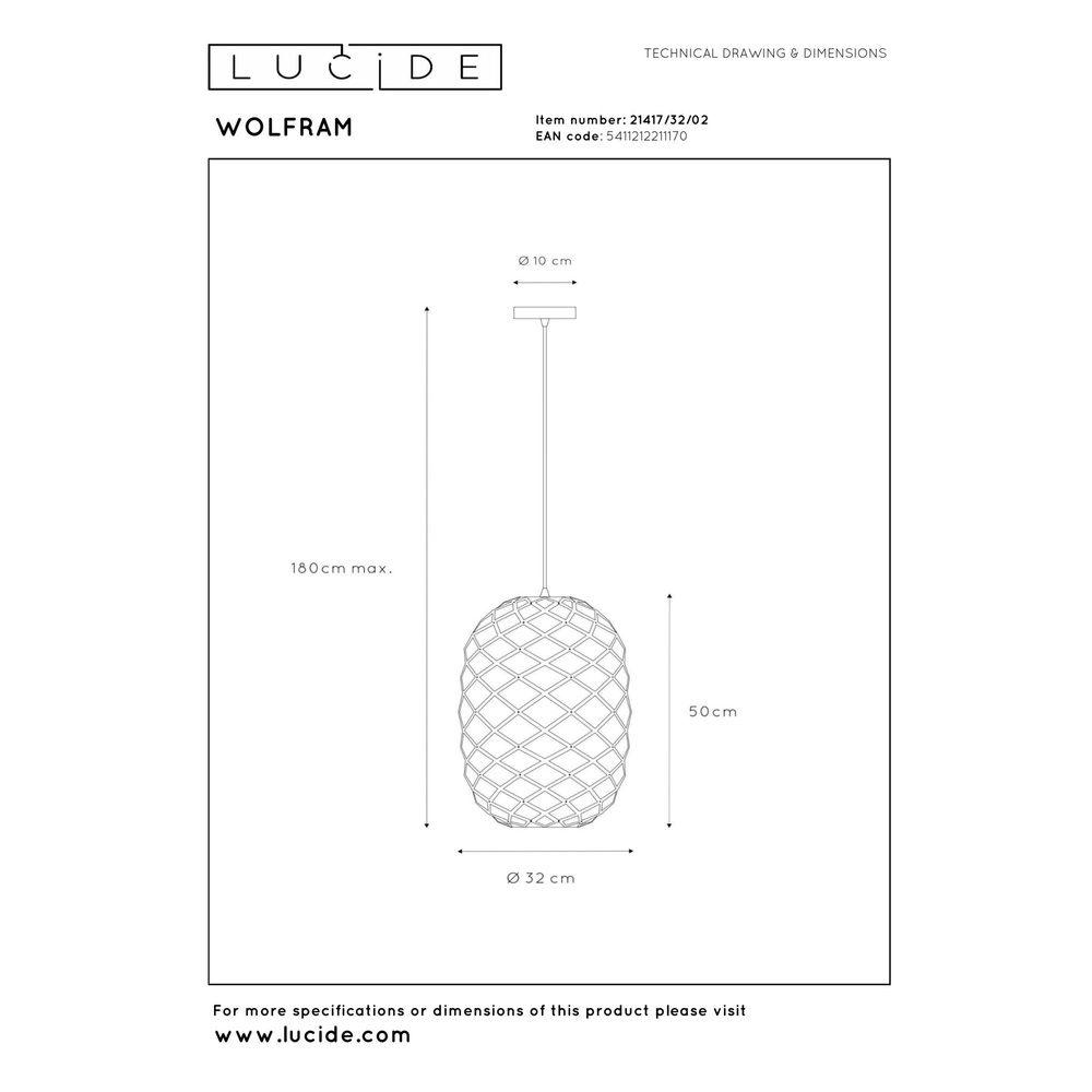 Lampe suspendue Wolfram Ø 32cm d’or Lucide 5411212211170