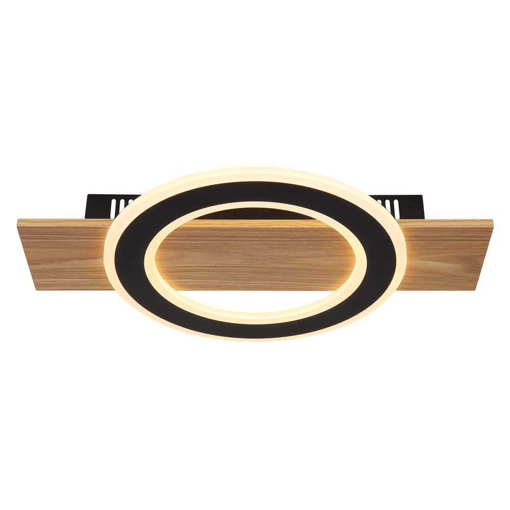 Lampe de plafond à design Jayden noir avec bois Globo 9007371465408