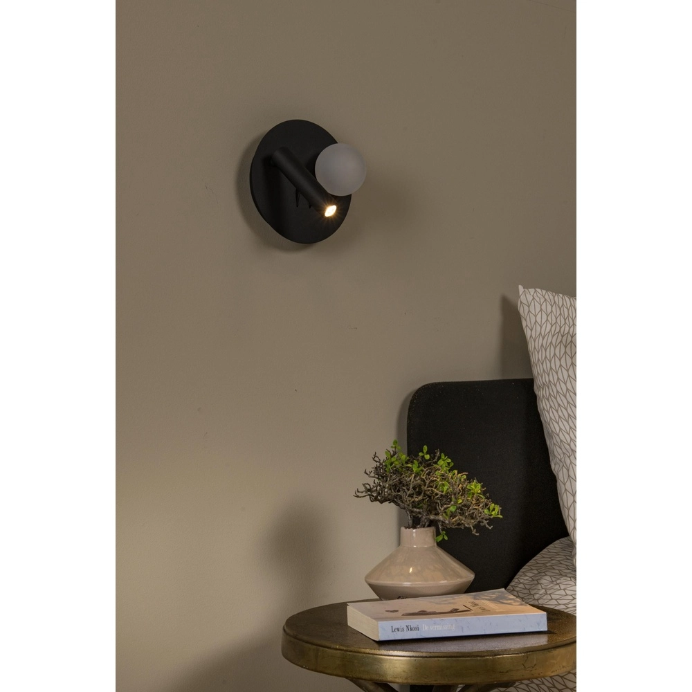 Lampe de chevet conçue Matiz noir avec un point de charge USB Lucide 5411212771322