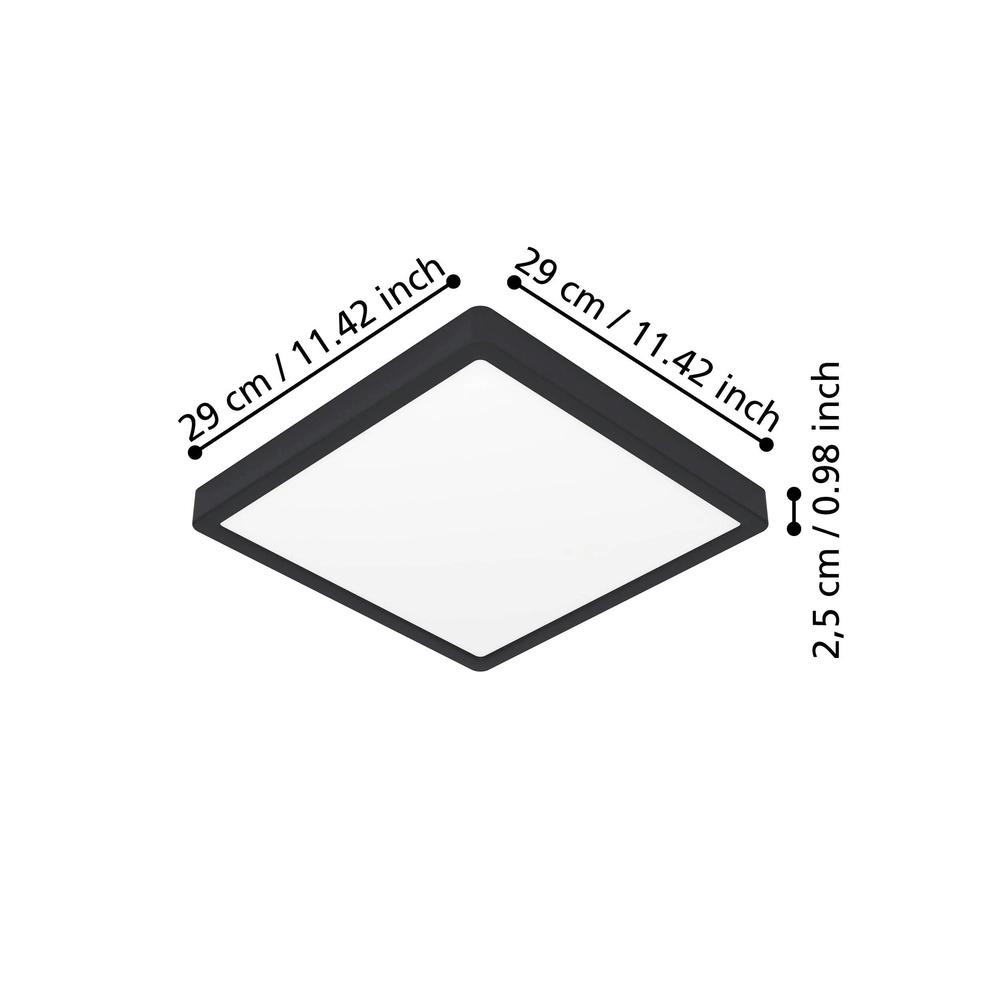 Lumière LED de plafond Fueva 6 Carré - Noir - 29x29cm Eglo 9008606330126