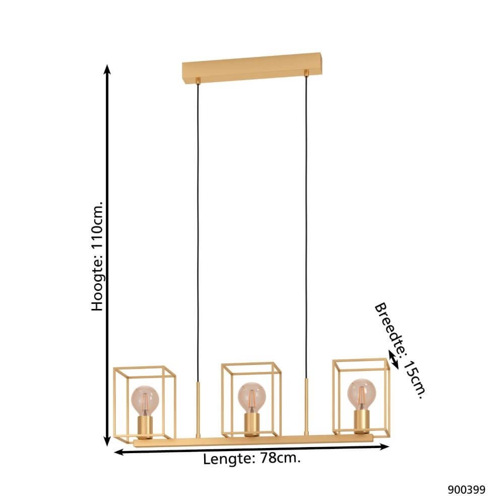 Lampe suspendue de table à manger dorée Cumiole Eglo 9008606243754