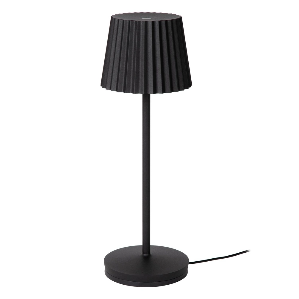 Lampe de table rechargeable Justine Noir avec station de recharge Lucide 5411212272171