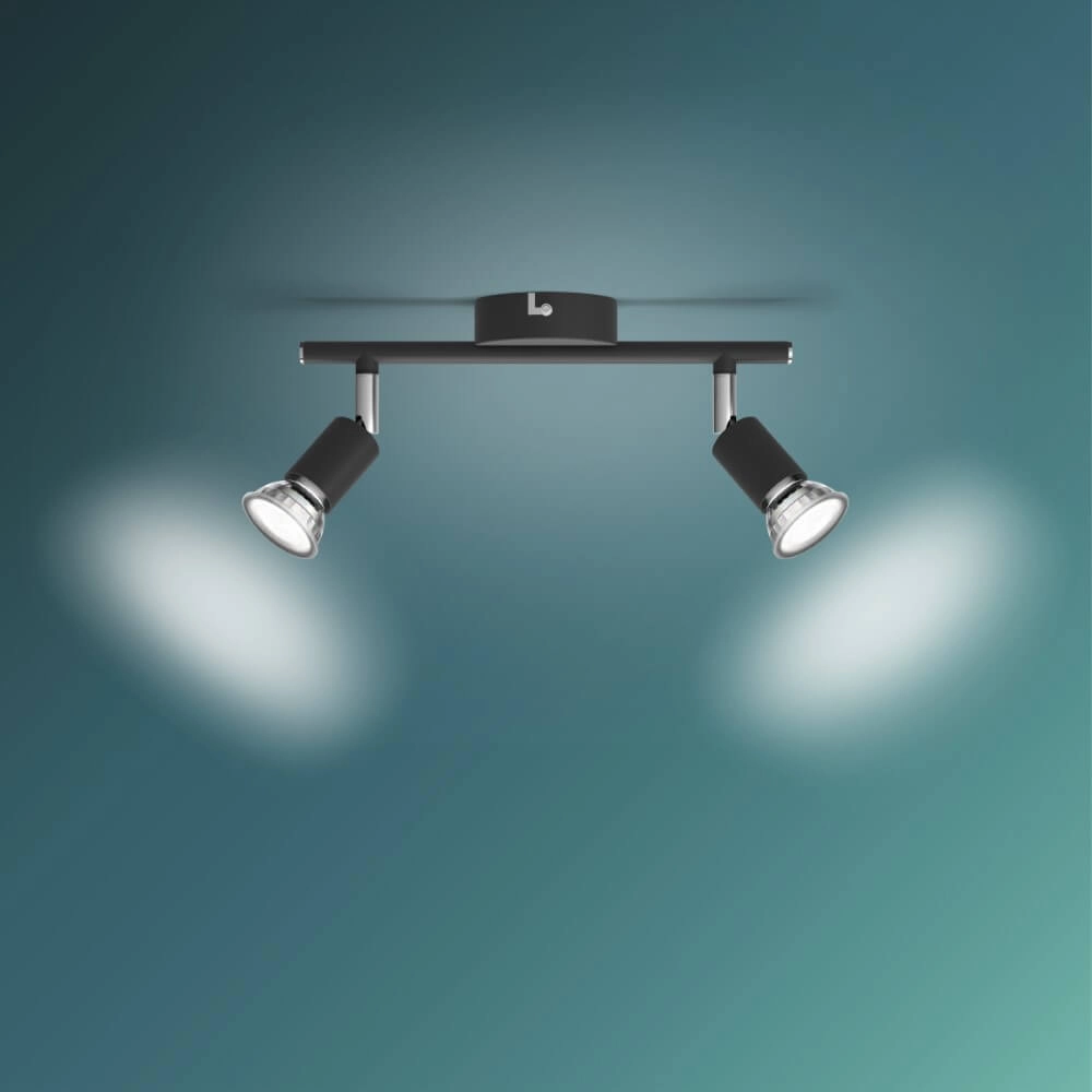 Spot de plafond noir Limbali 2x GU10 Philips 8719514465237