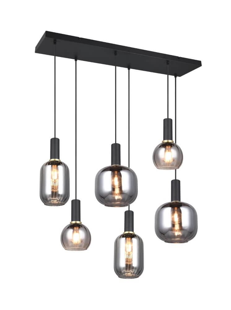 Lampe suspendue pour salle à manger Diva 6 lumières - verre fumé Trio 4017807614572