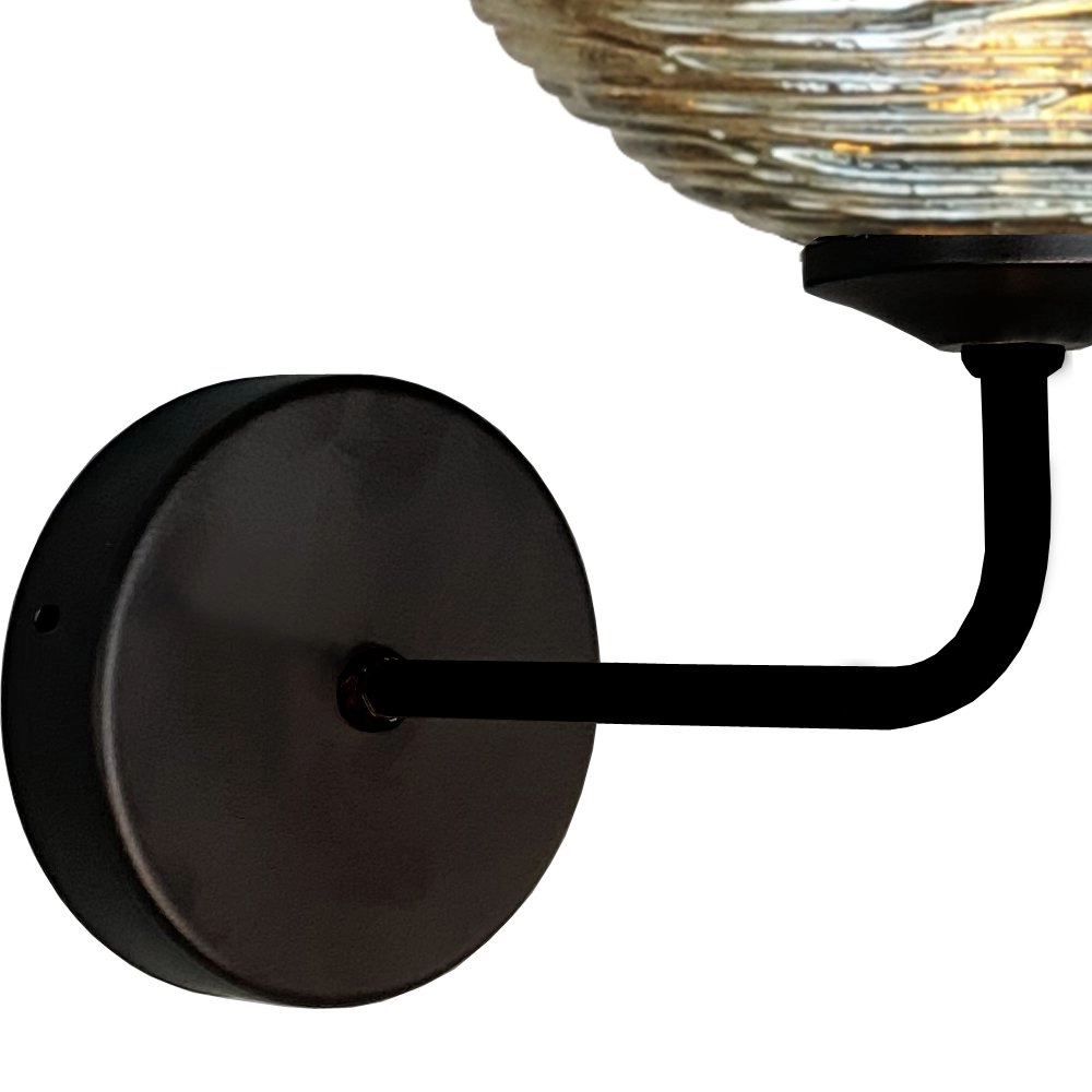 Applique Quinto noir avec verre rayé Masterlight 8718121247939