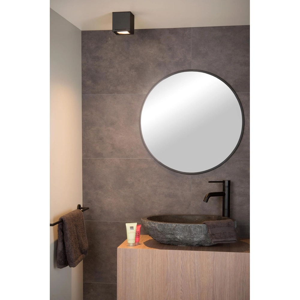 Projecteur carré de plafond Aven toilette IP65 noire Lucide 5411212221452