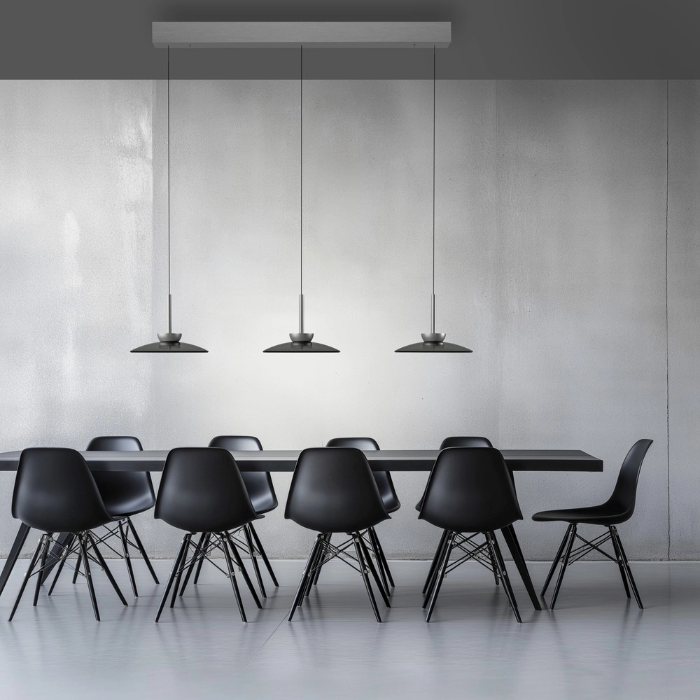 Lampe suspendue de table de salle à manger 3L Pure Moon Plaqué platine avec verre fumé Paul Neuhaus 4012248386309