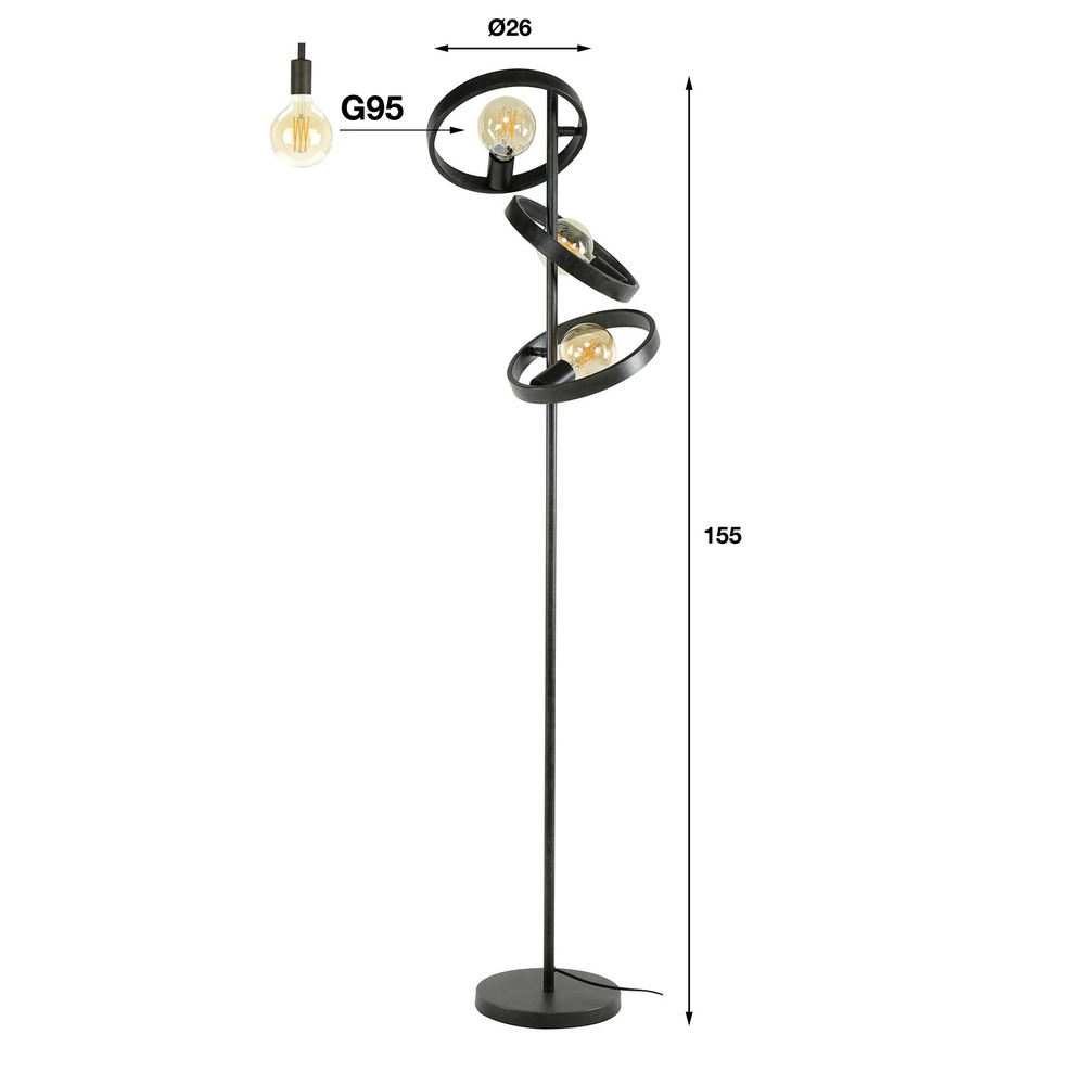 Lampe sur pied Rings Hover 155 cm de haut - charbon de bois Lyora 8716803513310