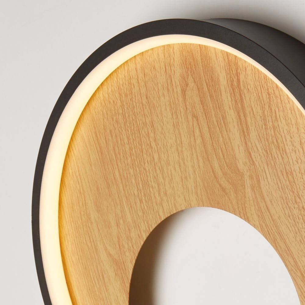 Applique Curio noir avec du bois Searchlight 5053423246437