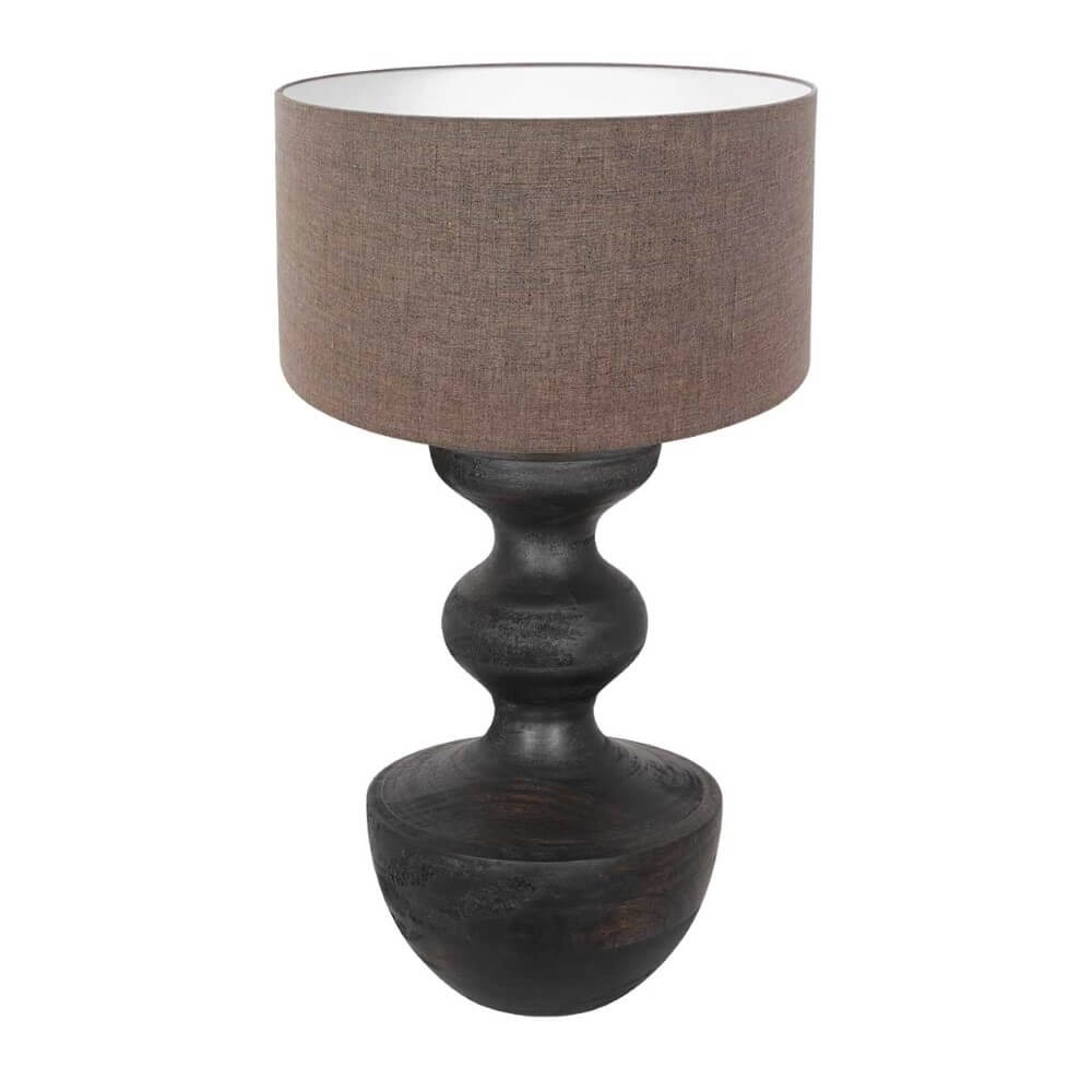 Lampe de table rurale Lyons S avec abat-jour en lin taupe