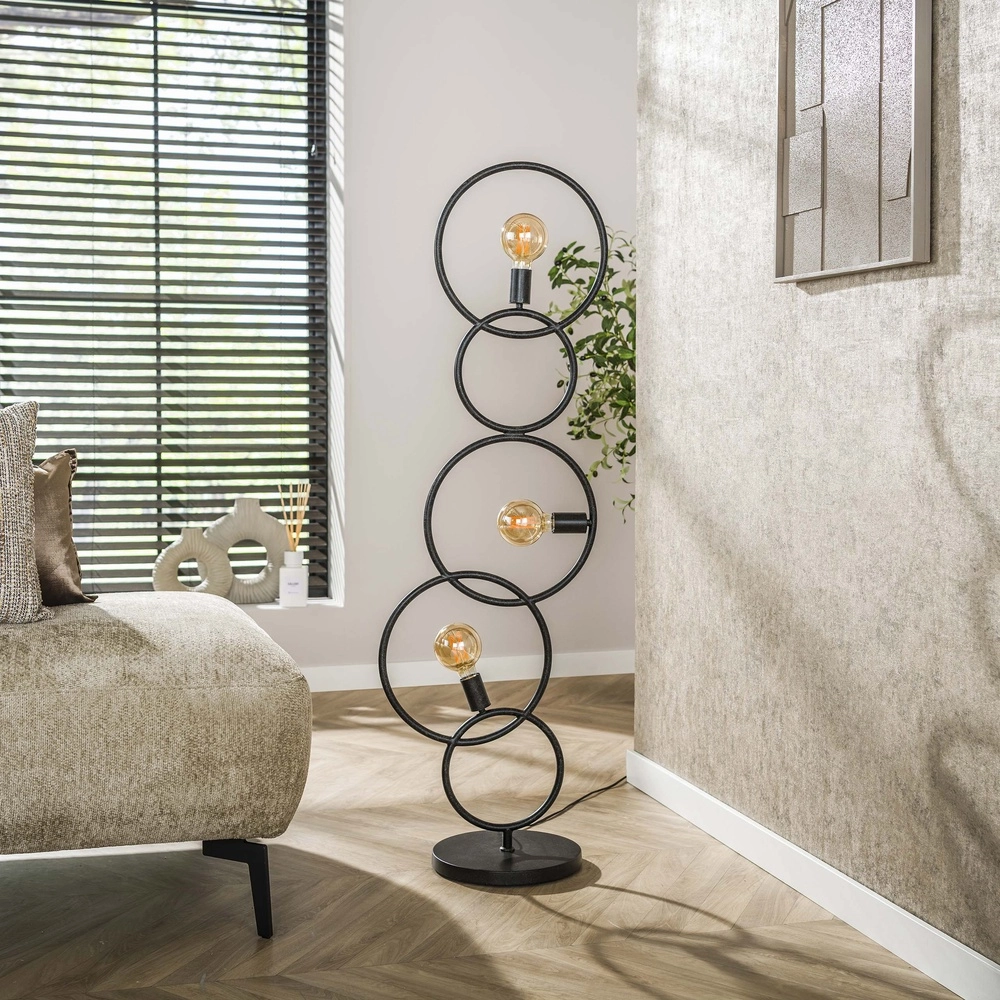 Lampadaire de conception Loop noir - 3x E27 Lyora 8716803511040