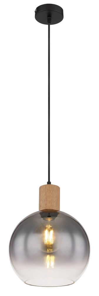 Lampe suspendue Moitas noir avec du bois