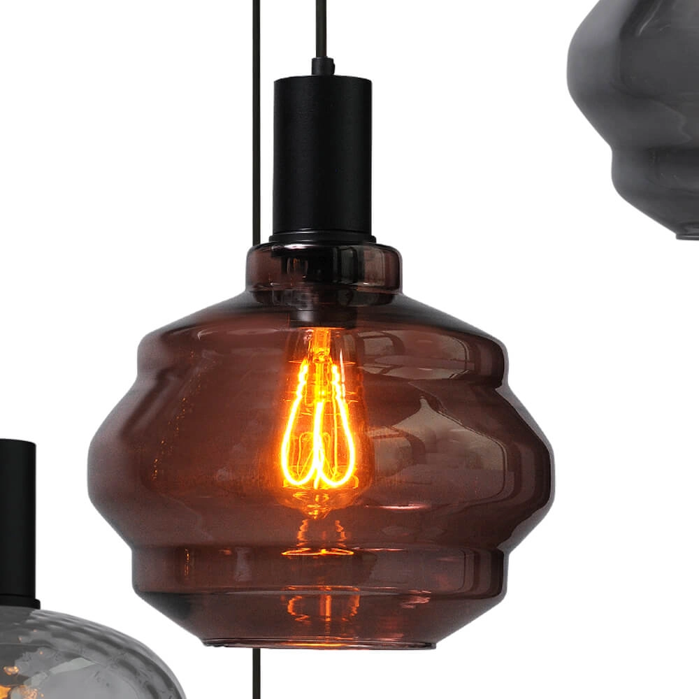 Suspension loft 5 lumières - noire - Porto avec des lunettes différentes Masterlight 8718121271248