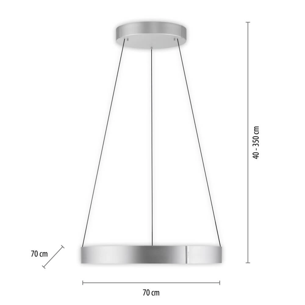 Lampe suspendue ronde Pure E-Clipse aluminium Ø 70cm Paul Neuhaus 4012248372364