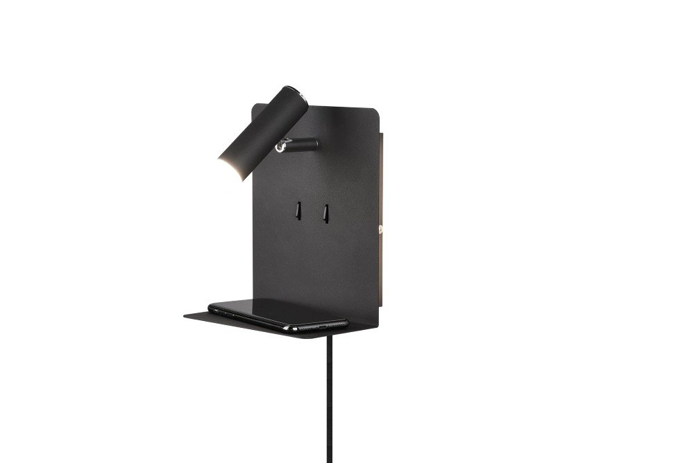 Applique murale Element avec étagère noir mat Applique murale Element avec étagère noir mat