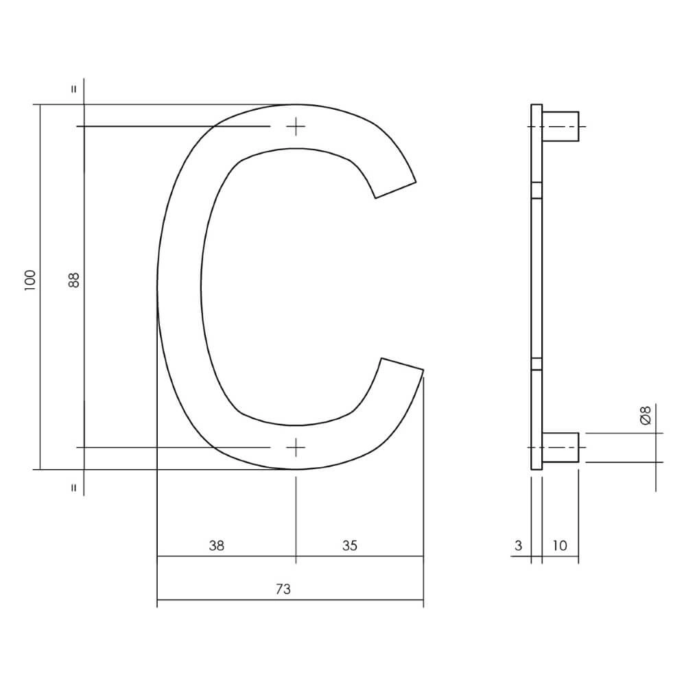 Lettre de maison C Numbra 10cm noir Intersteel 8714186541708