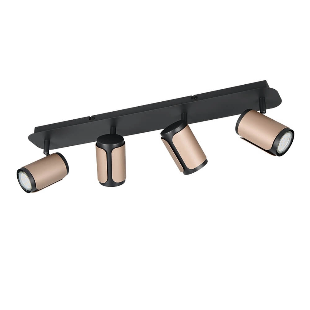Spot apparent à 4 lumières Gillan noir avec marron Trio 4017807640458