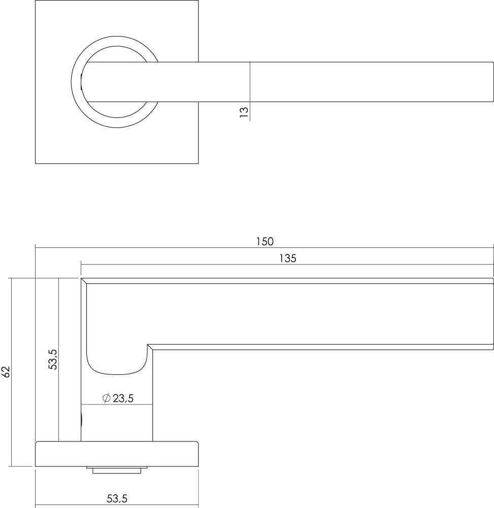 Poignée de porte plate Hoek 90 sur rosace en acier inoxydable Intersteel 8714186173732