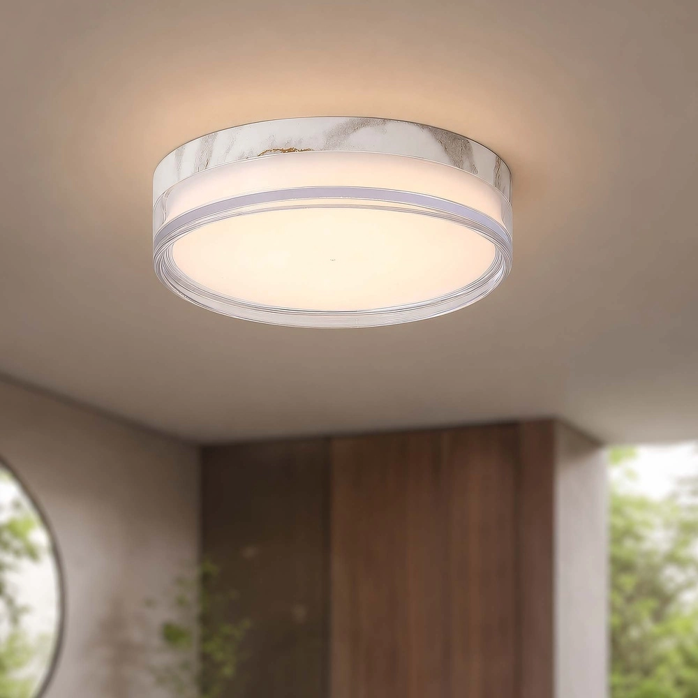 Lampe de plafond Button Ø marbre blanc de 30 cm Searchlight 5,05342E+12