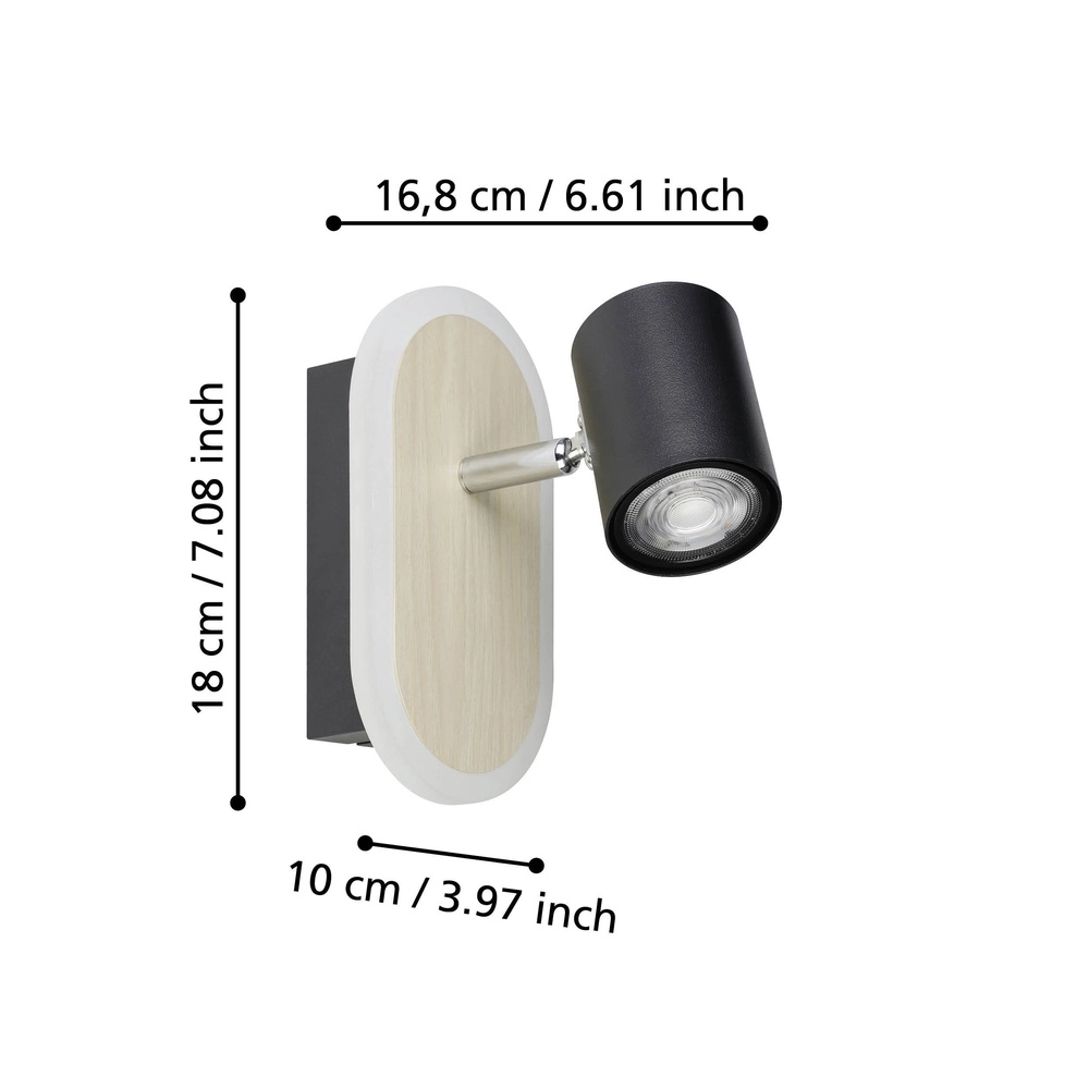 Spot mural en LED Rimbocchi avec un aspect bois Eglo 9008606316519