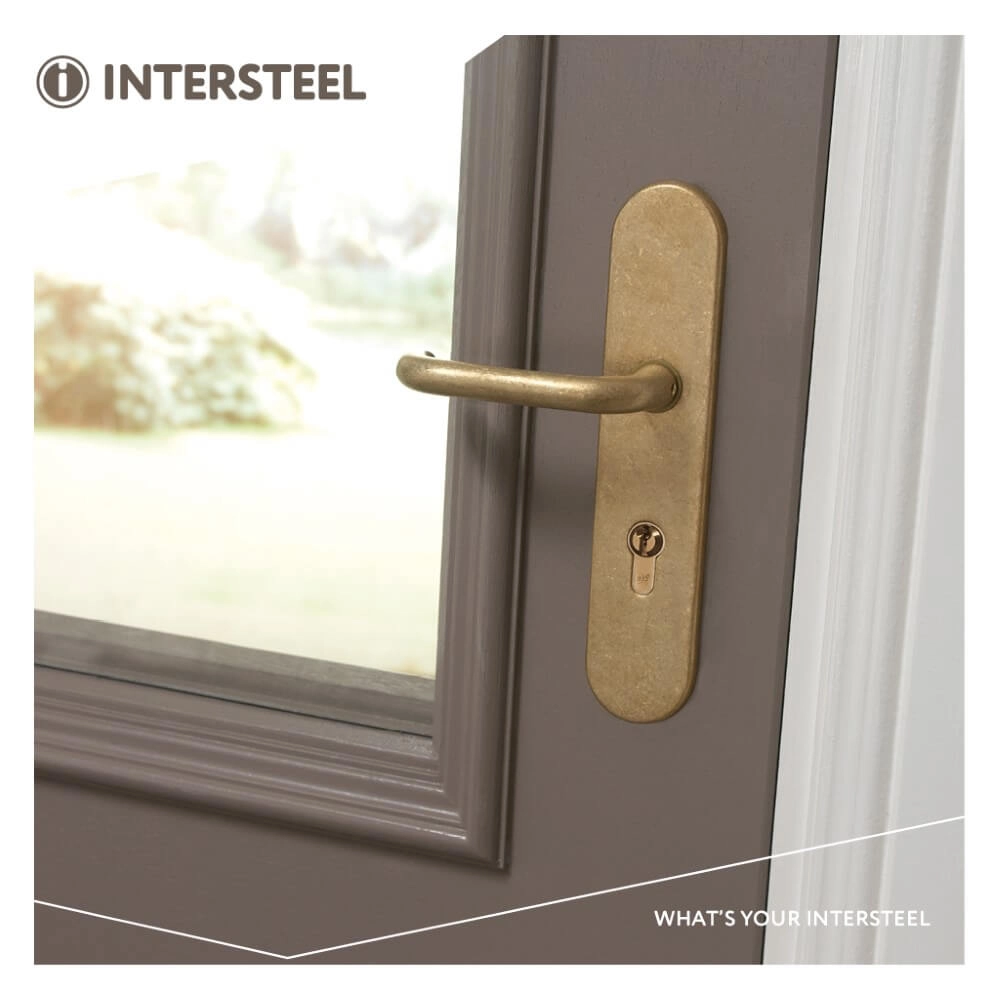 Ferrures de porte d’entrée Vurano PC72mm en laiton tambouriné Intersteel 8714186119792