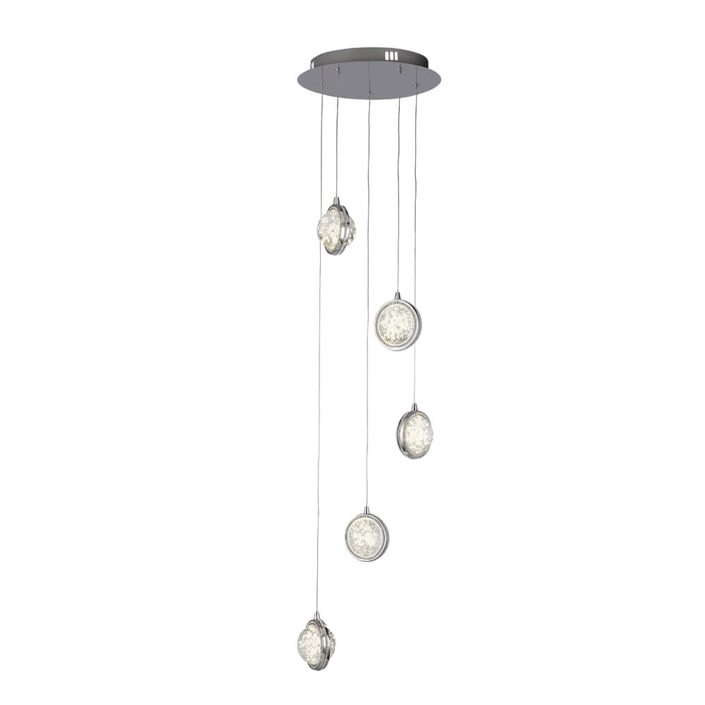 Lampe suspendue Quartz loft 5 lumières chrome Lampe suspendue Quartz loft 5 lumières chrome