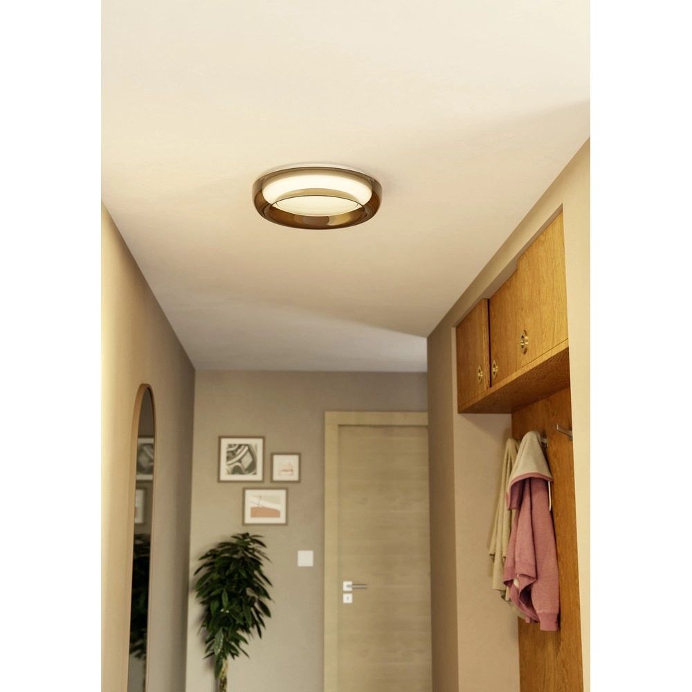 Lampe de plafond à design Conistarino Ø 40 cm blanc avec du brun Eglo 9008606399727